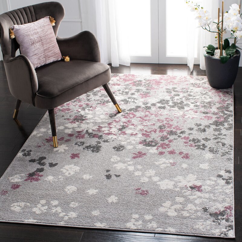 Winston Porter Galli Floral Gray/Purple Area Rug & Reviews Wayfair